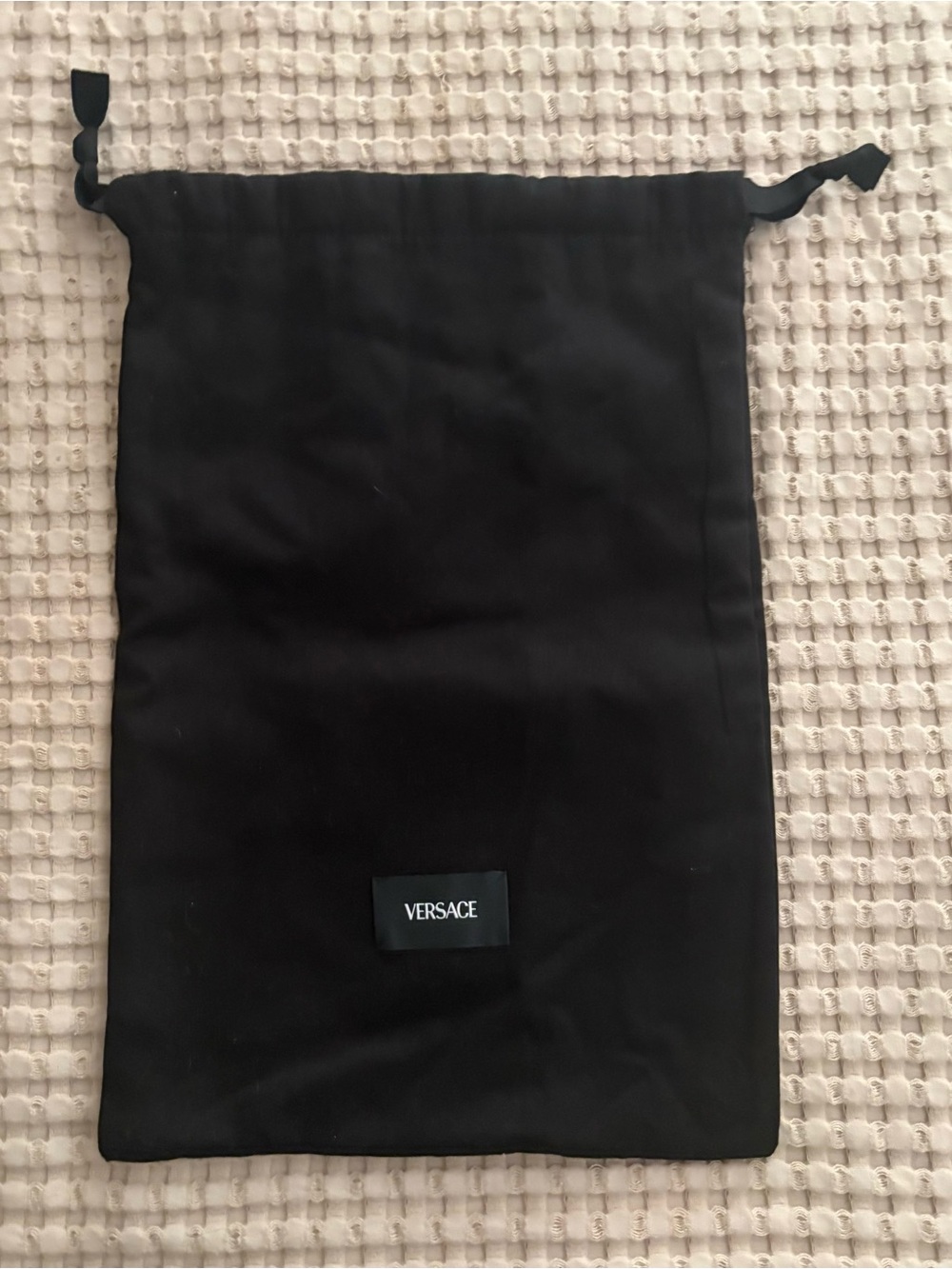 Versace Black Drawstring Pouch with Logo Patch